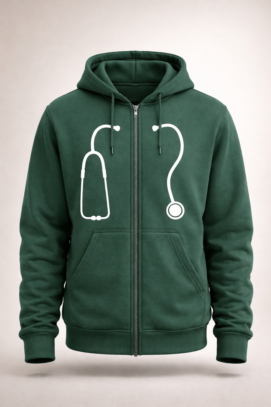 Zip Hoodie — Subtle MED SURC NINJA Back Embroidered Casual Zip-Up