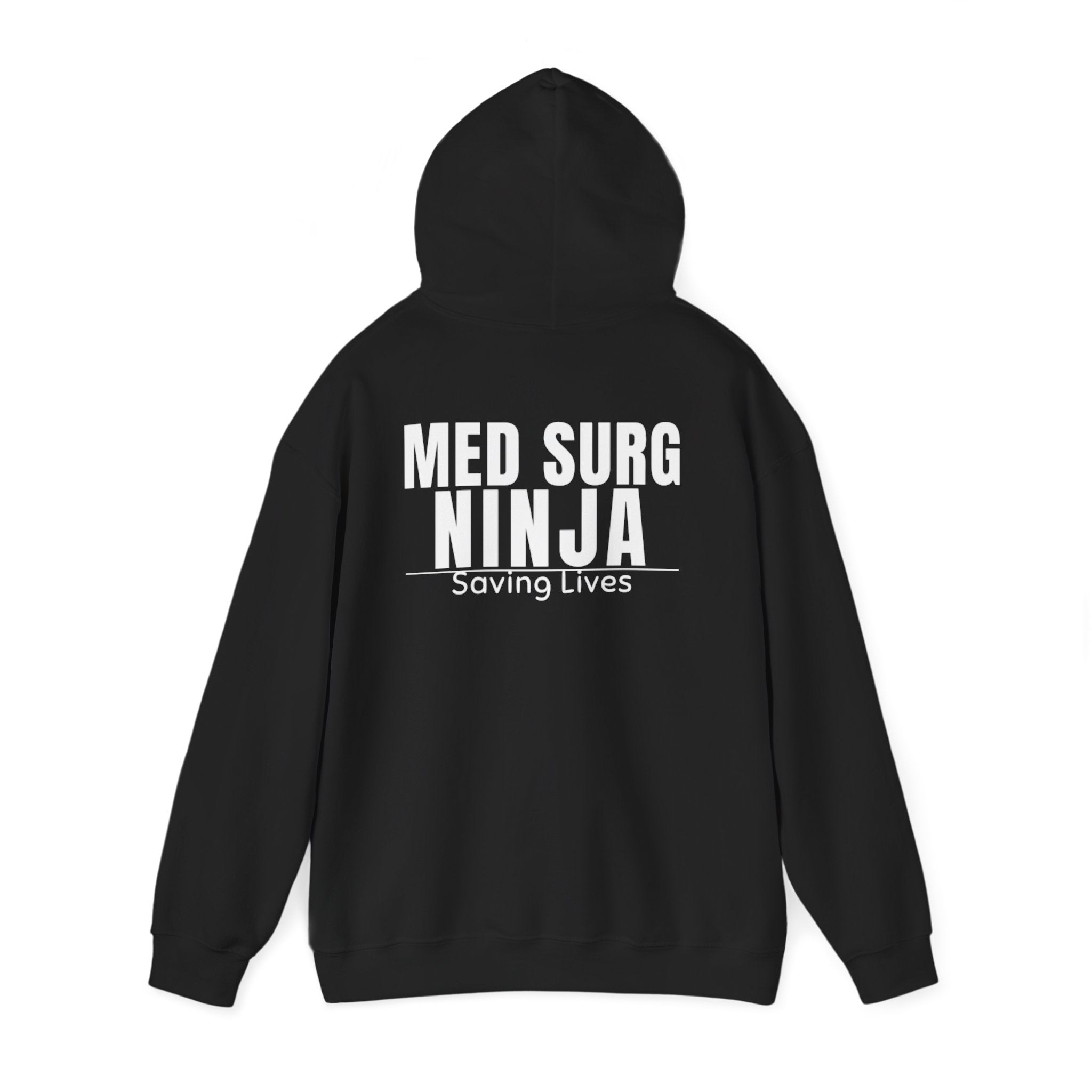 Med-Surg Ninja Hoodie – Stethoscope Graphic & “Saving Lives” Back Print